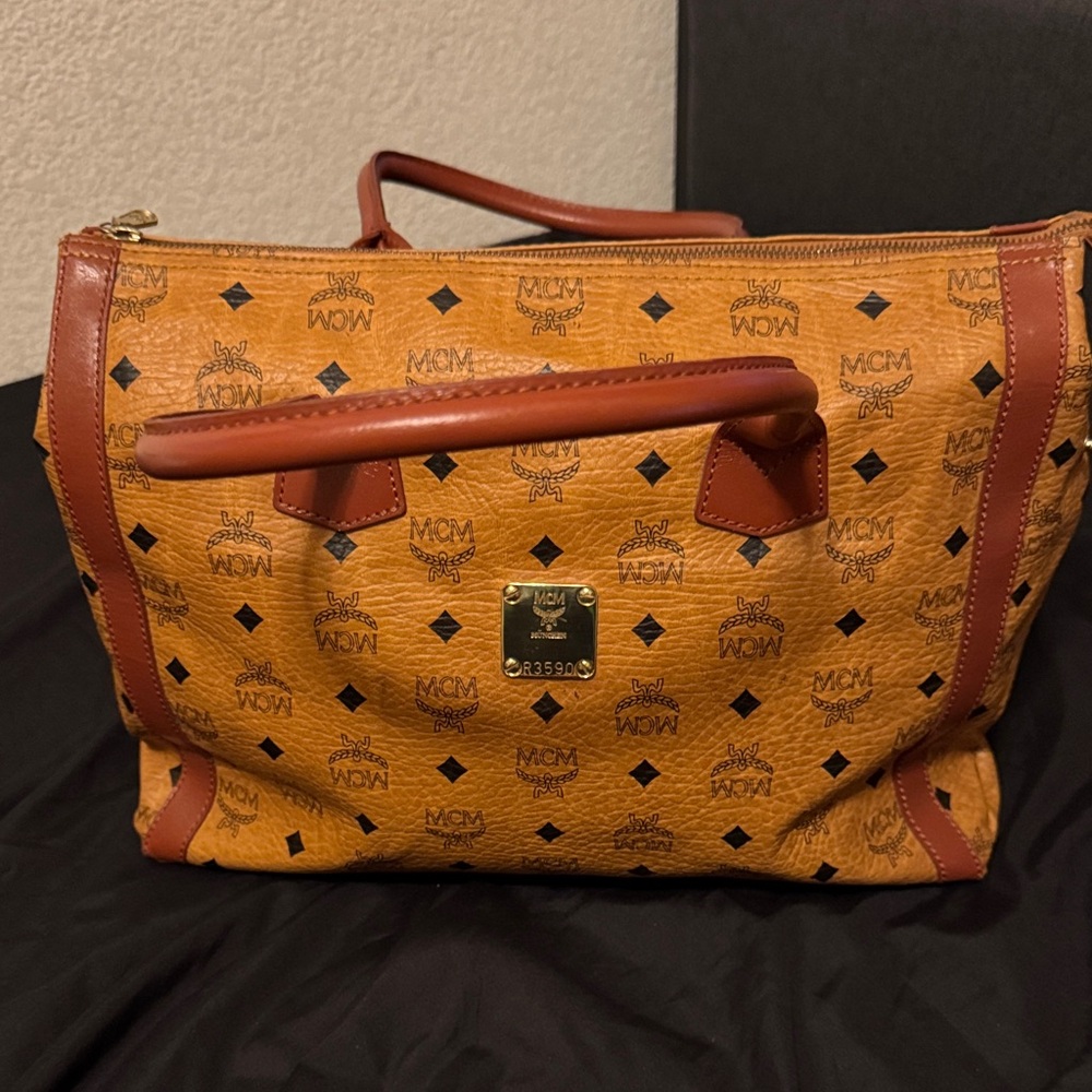 MCM Cognac Visetos Tote Bag
